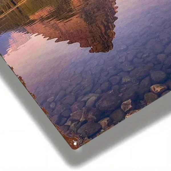 CIFbuy Mountain Lake Reflection Metal Sign, 8x12 Inch Decorative Wall Art, Durable Metal Plaque Painting For Bedroom Kitchen Home Decor Tik view 5