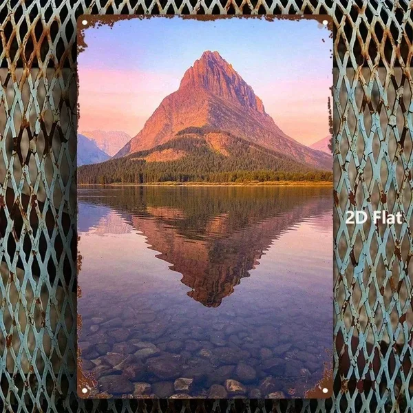 CIFbuy Mountain Lake Reflection Metal Sign, 8x12 Inch Decorative Wall Art, Durable Metal Plaque Painting For Bedroom Kitchen Home Decor Tik view 4