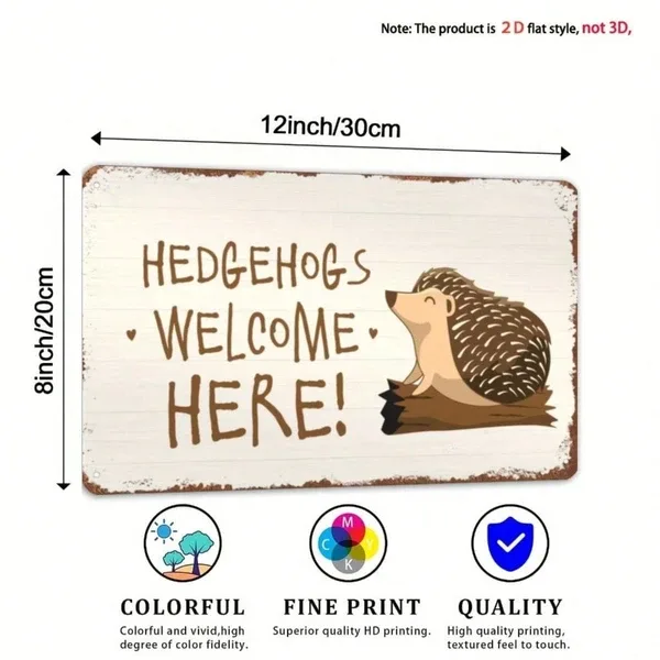 CIFbuy Hedgehog Welcome Sign, Animal Yard Decor, Weather Resistant Distressed Finish, Distressed Finish, Easy Mount Porch G Rustiik Tok view 5