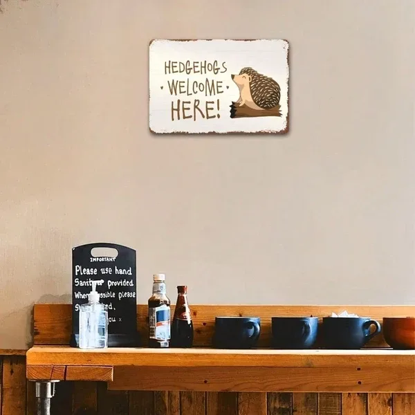 CIFbuy Hedgehog Welcome Sign, Animal Yard Decor, Weather Resistant Distressed Finish, Distressed Finish, Easy Mount Porch G Rustiik Tok view 2