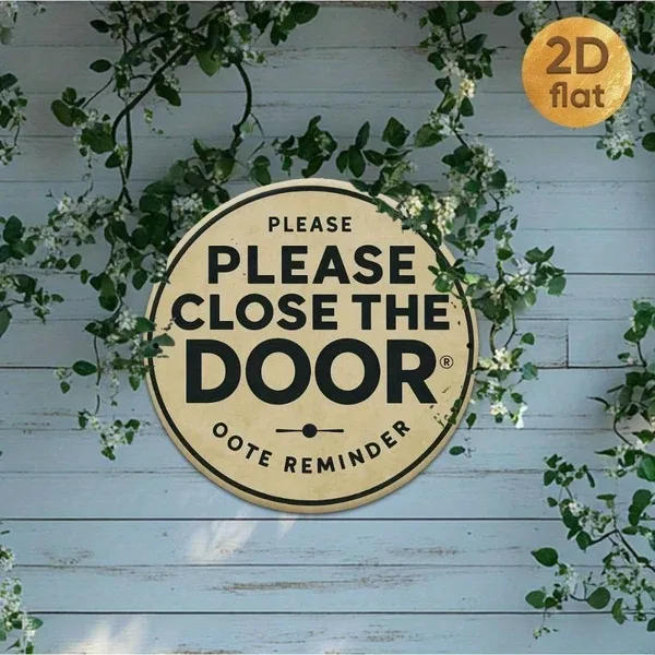 CIFbuy 1pc Metal Iron Sign 7.87x7.87 Inch Please Close The Door, "the Door, 2D" Printed, Decor With Bold Black Text & Yellow Background Tik view 3
