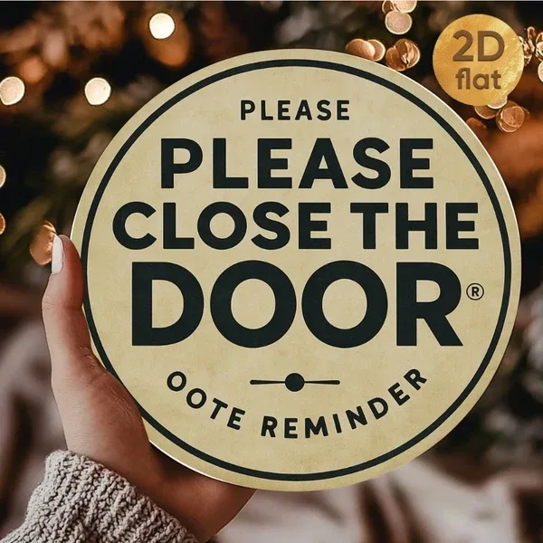 CIFbuy 1pc Metal Iron Sign 7.87x7.87 Inch Please Close The Door, "the Door, 2D" Printed, Decor With Bold Black Text & Yellow Background Tik view 2