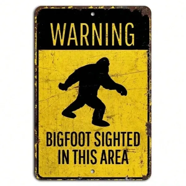 CIFbuy Rustic Warning Bigfoot Sighted Area Sign Funny Sasquatch Decor (Tik Tok, Temu Pick-up Service) view 2