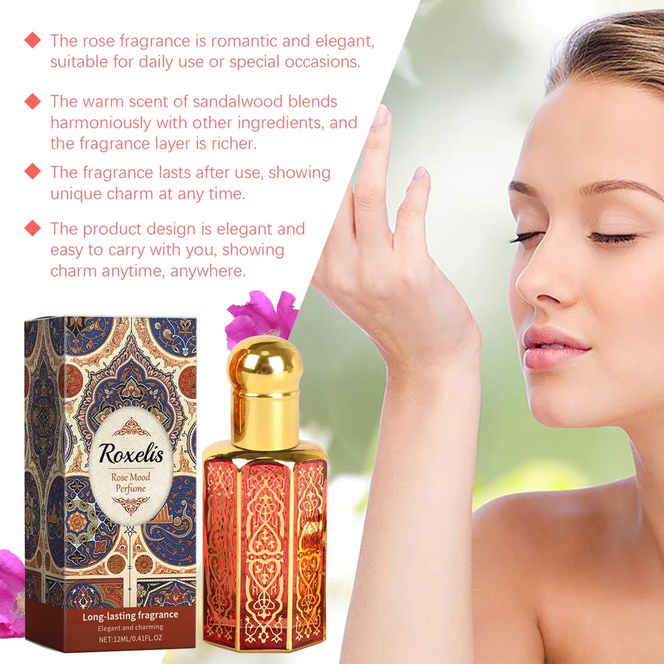 Arabian Roll On Perfume Oil, Rose Mood, Long Lasting Women Fragrance, 12ml view 2